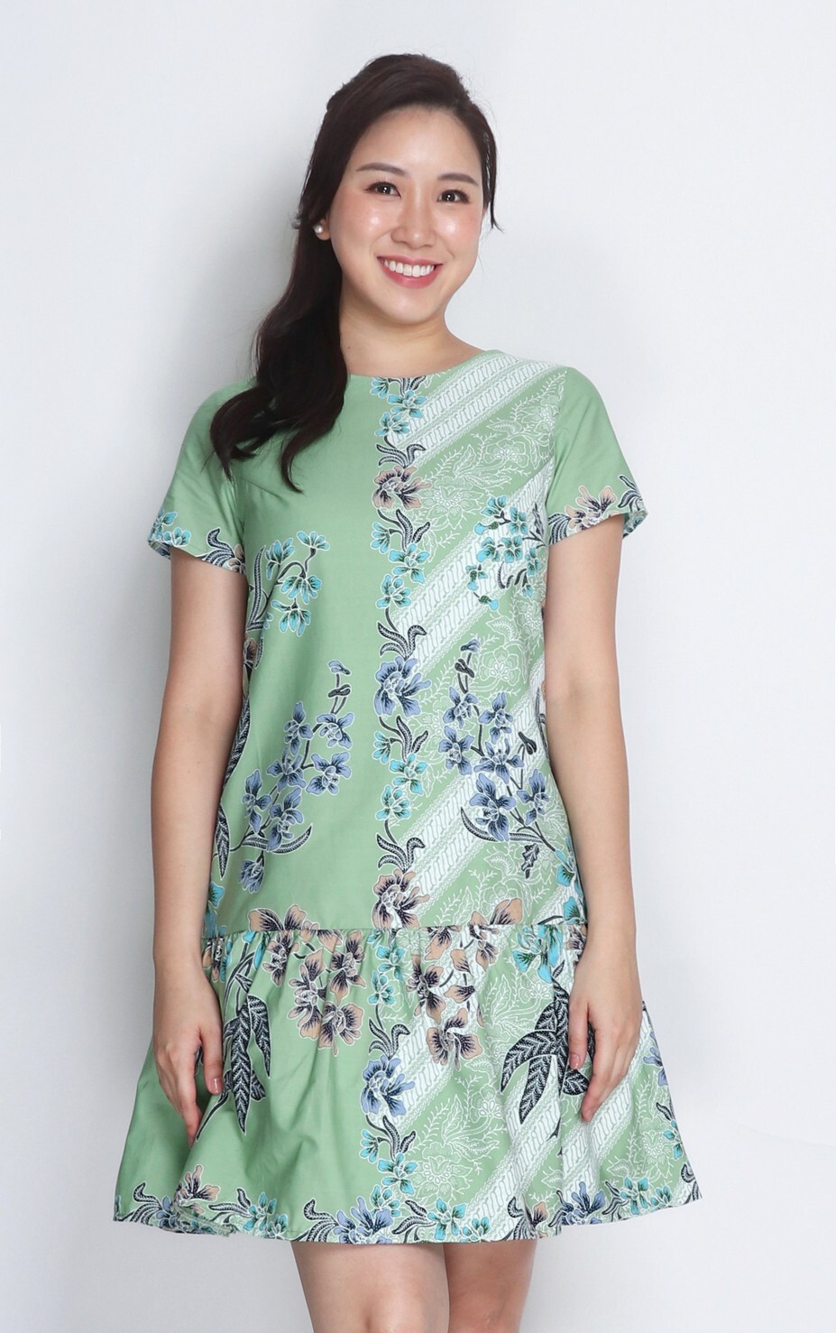Batik Ruffle Hem Dress