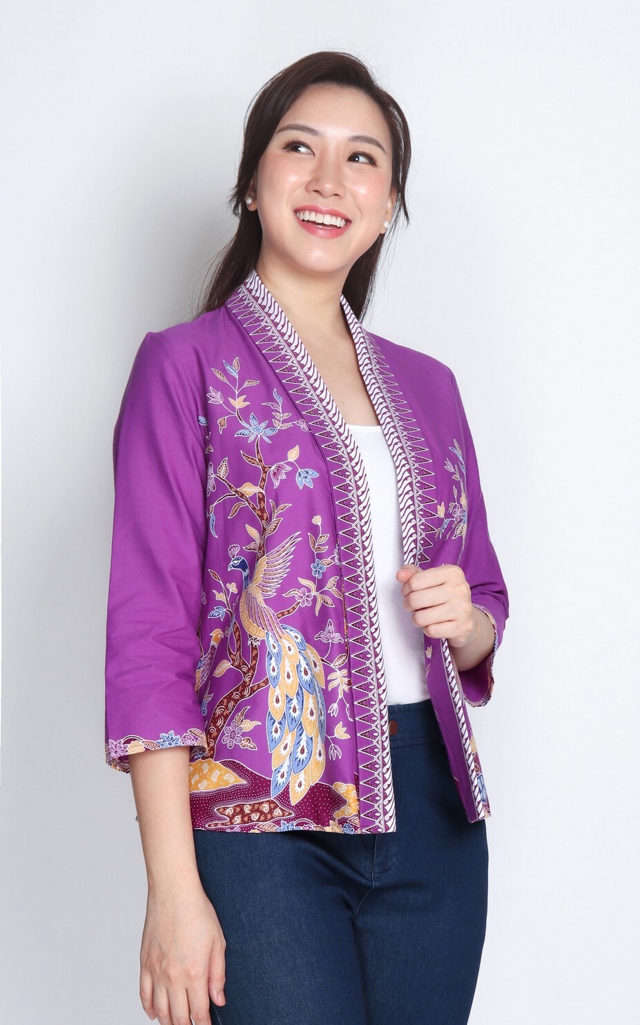 Batik Kimono Jacket in Peacock Purple