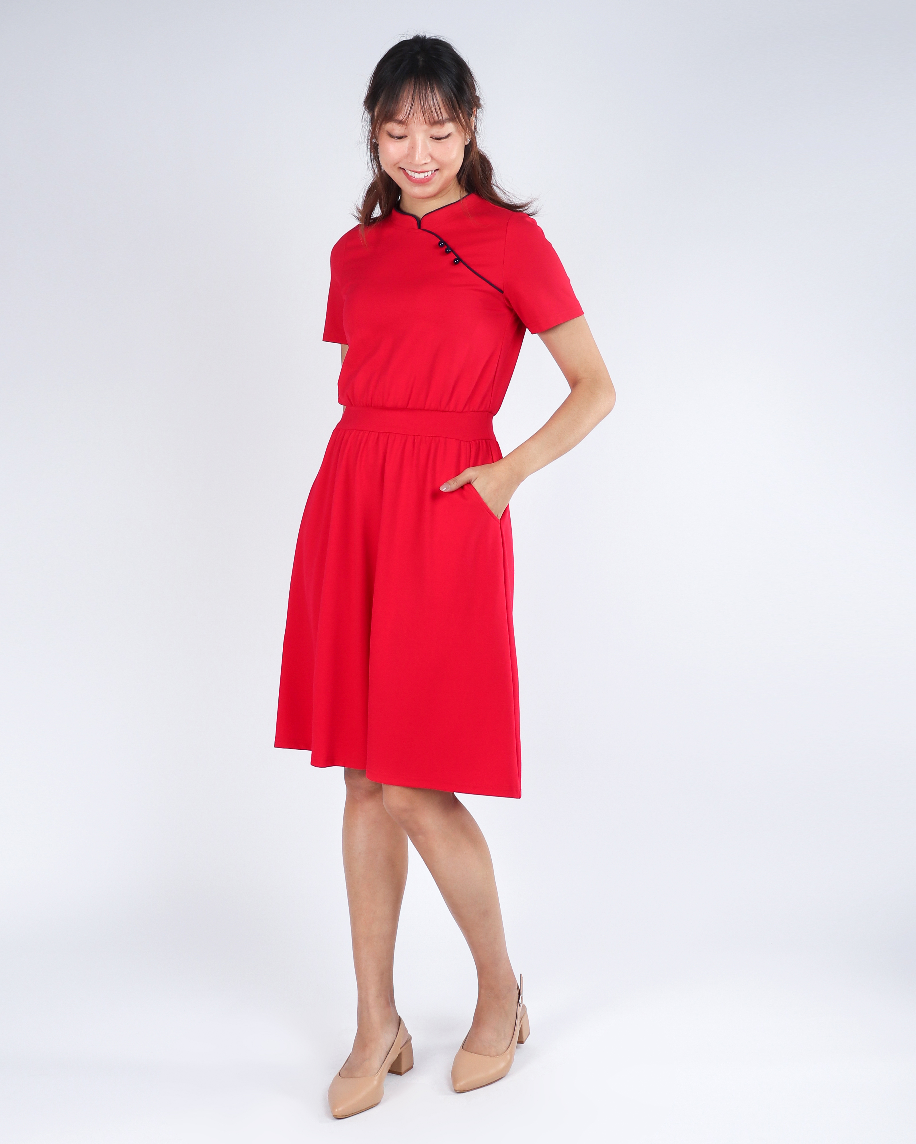 Pingxi Sleeved Cheongsam Dress