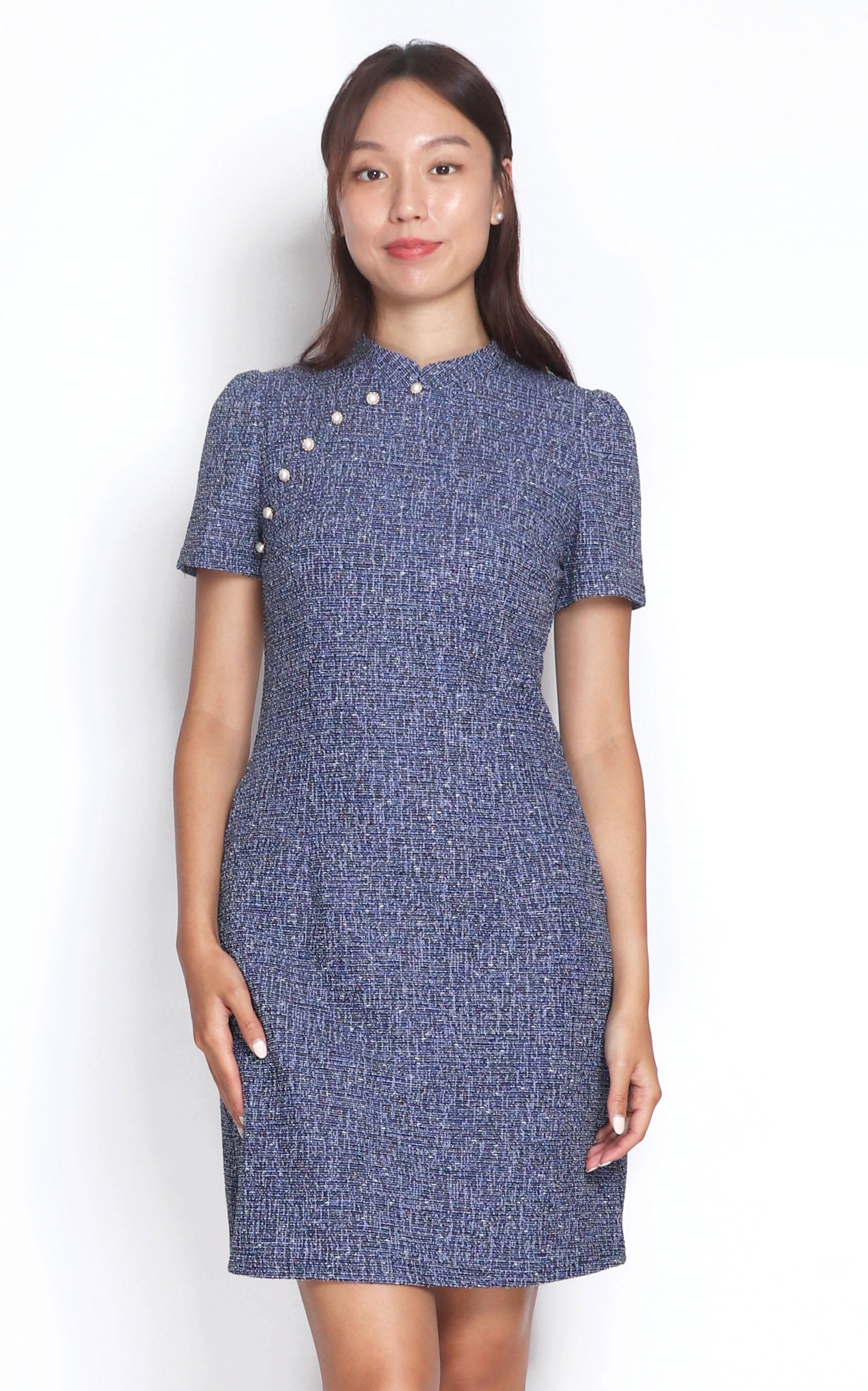 Yuya Tweed Cheongsam Dress